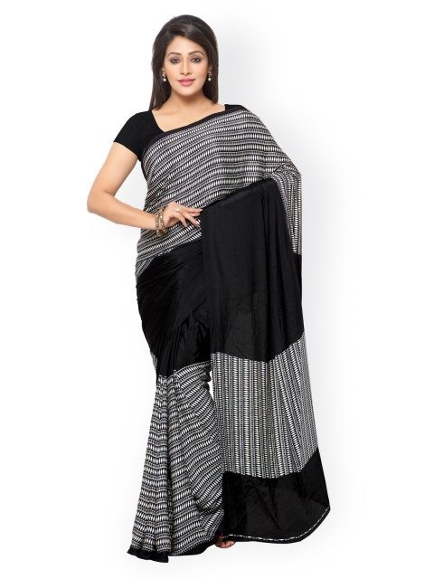 

Ligalz Black & White Crepe Printed Saree