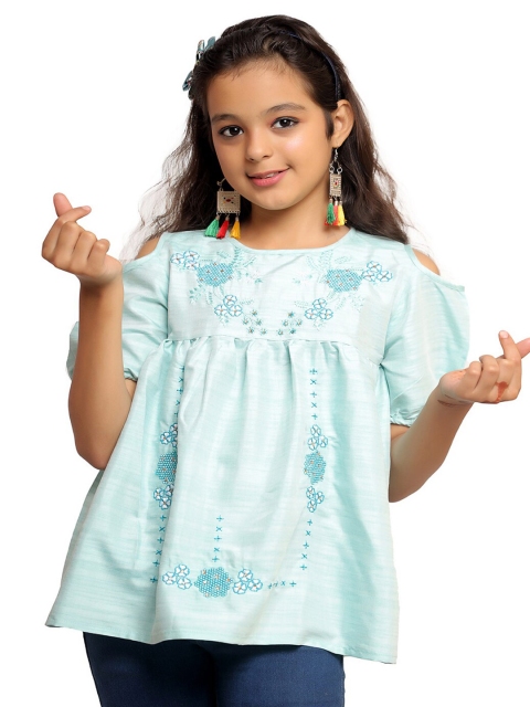 

Ishin Blue Floral A-Line Top
