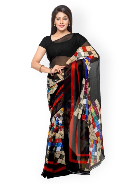 

Ligalz Black & Red Chiffon Printed Saree