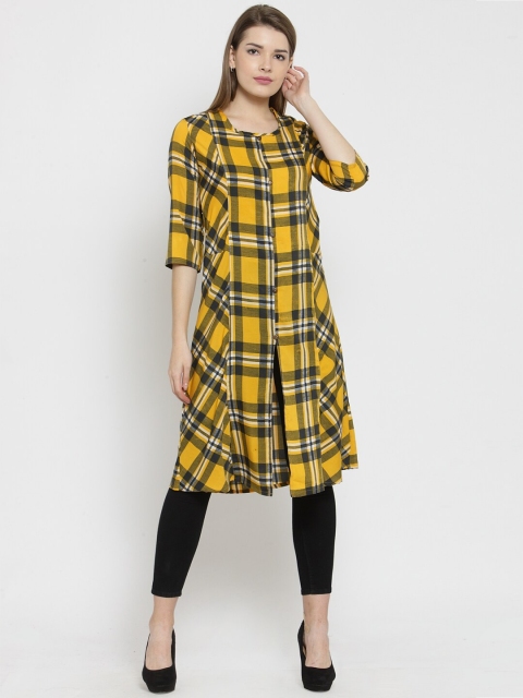

Enchanted Drapes Women Yellow & Black Printed Pure Cotton Kurta