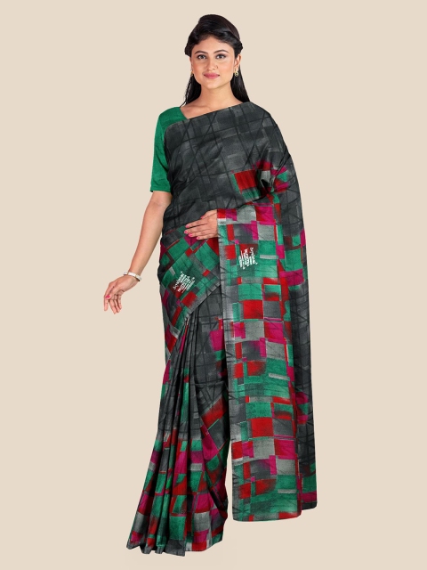 

KLM Fashion Mall Grey & Red Printed Saree