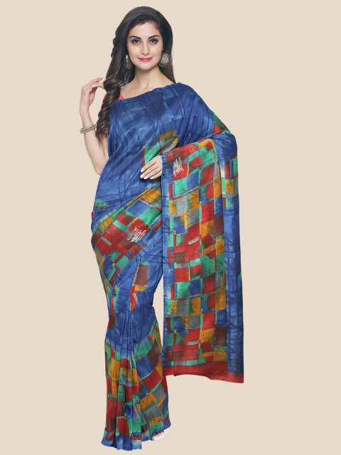 

KLM Fashion Mall Blue & Red Printed Saree