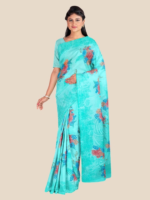 

KLM Fashion Mall Blue & Pink Floral Saree