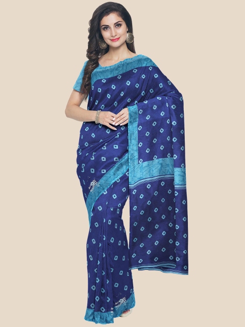 

KLM Fashion Mall Blue Bandhani Printed Saree