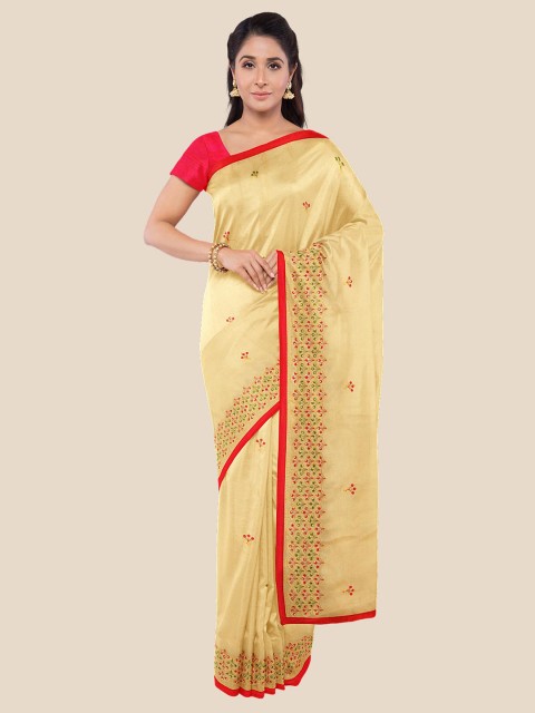 

KLM Fashion Mall Yellow & Red Floral Saree