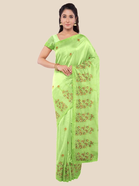 

KLM Fashion Mall Green & Red Floral Saree