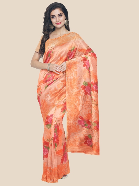 

KLM Fashion Mall Orange & Red Floral Saree