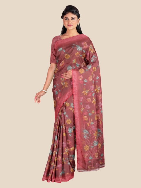 

KLM Fashion Mall Maroon & Blue Floral Printed Saree