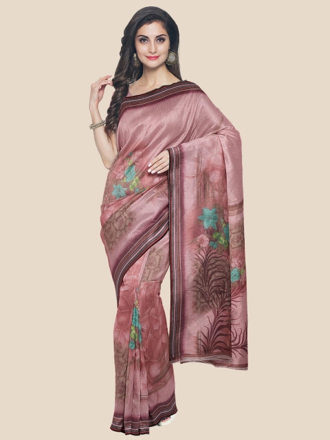 

KLM Fashion Mall Brown & Blue Floral Printed Saree