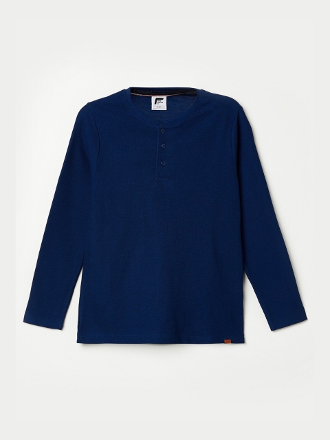 

Fame Forever by Lifestyle Boys Navy Blue Henley Neck T-shirt