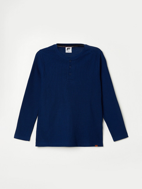

Fame Forever by Lifestyle Boys Navy Blue Cotton Henley Neck T-shirt