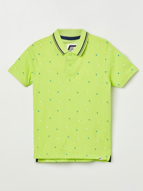 

Fame Forever by Lifestyle Boys Green Printed Polo Collar T-shirt