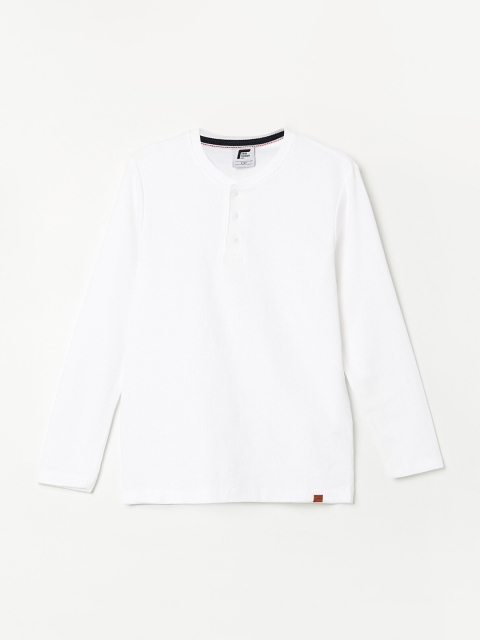 

Fame Forever by Lifestyle Boys White Henley Neck T-shirt