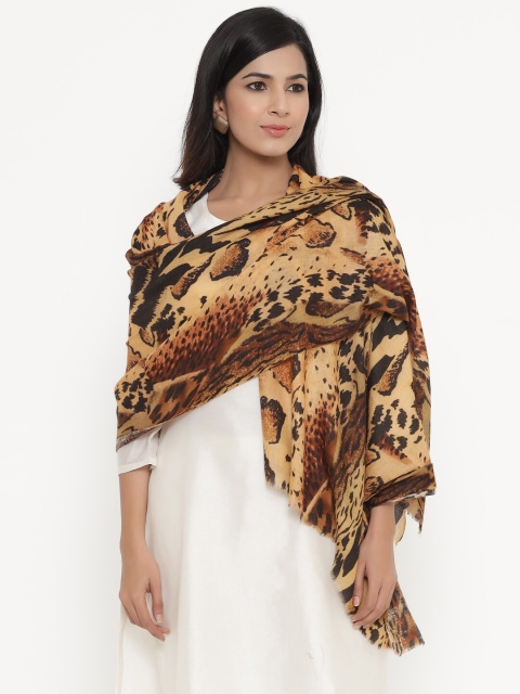 

THE AAB STUDIO Women Brown Leopard Printed Pashmina Woolen Stole
