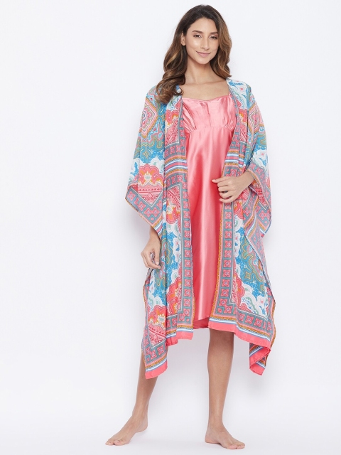 

The Kaftan Company Pink Printed Gownset Nightdress