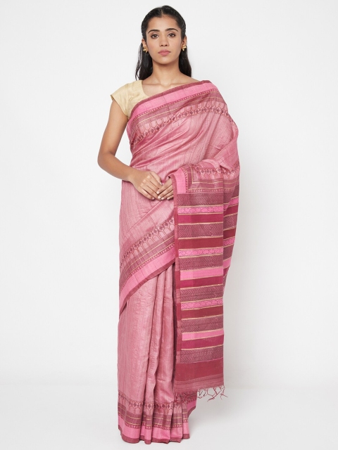 

Fabindia Magenta & Pink Silk Blend Saree