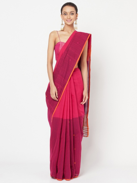 

Fabindia Purple & Pink Woven Design Pure Cotton Saree