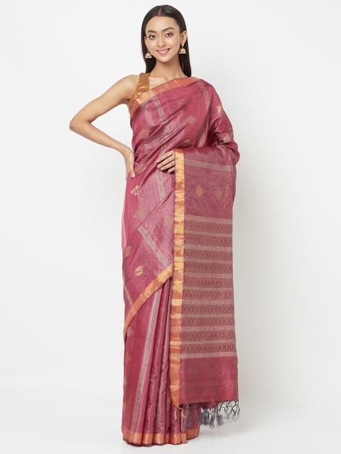 

Fabindia Magenta & Gold-Toned Woven Design Zari Saree