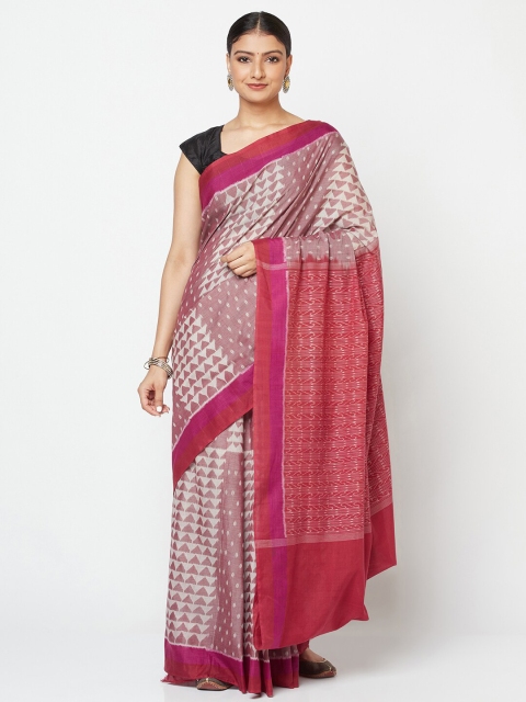 

Fabindia Red & Pink Woven Design Pure Cotton Ikat Saree