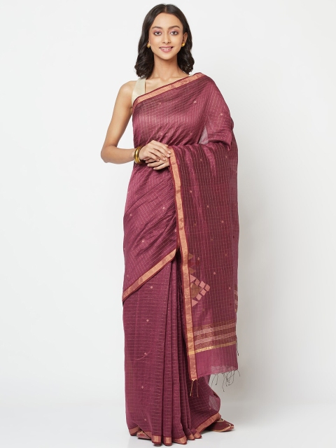 

Fabindia Red & Gold-Toned Woven Design Zari Jamdani Saree