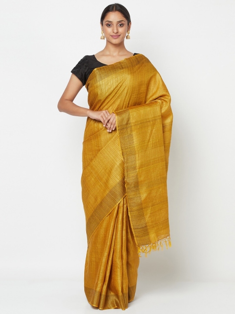 

Fabindia Mustard Yellow & Black Saree