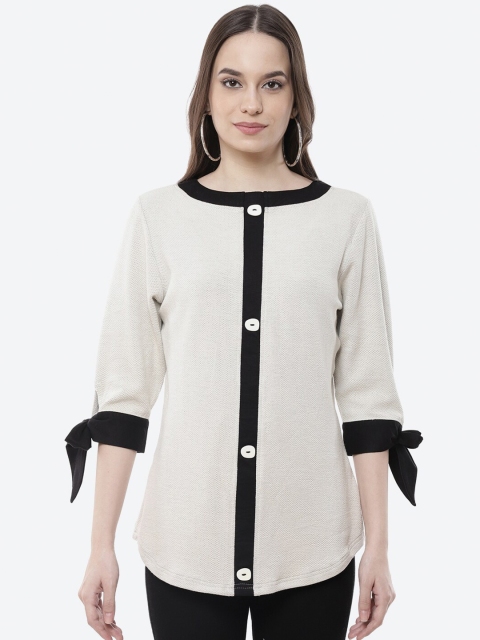 

Kurti's by Menka Off White Regular Top