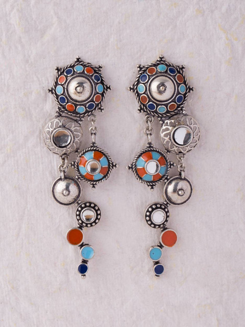 

Studio Voylla Folklore Silver-Plated Drop Earrings