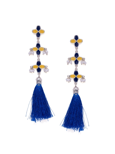

Studio Voylla Silver-Plated Ajrakh Drop Earrings
