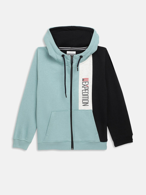 

Octave Boys Sea Green Colourblocked Hooded Sweatshirt