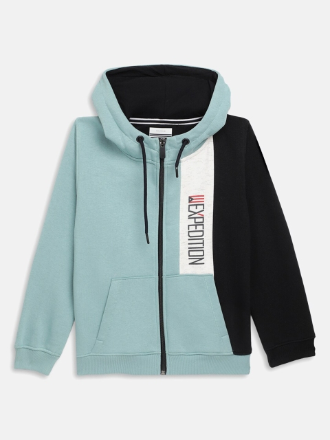 

Octave Boys Sea Green Colourblocked Hooded Sweatshirt