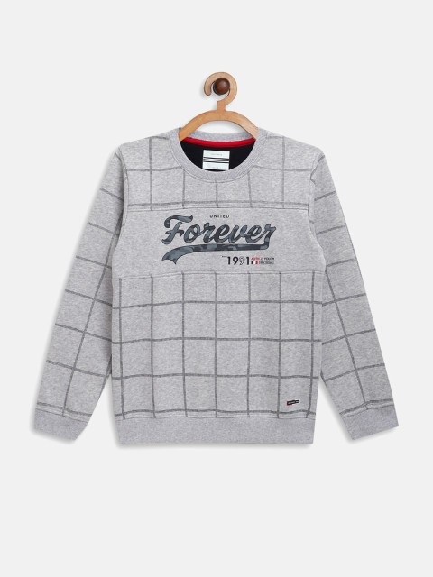 

Octave Boys Grey Melange Checked Round Neck Sweatshirt
