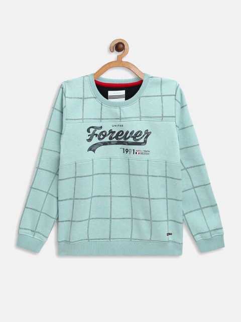 

Octave Boys Sea Green Checked Sweatshirt