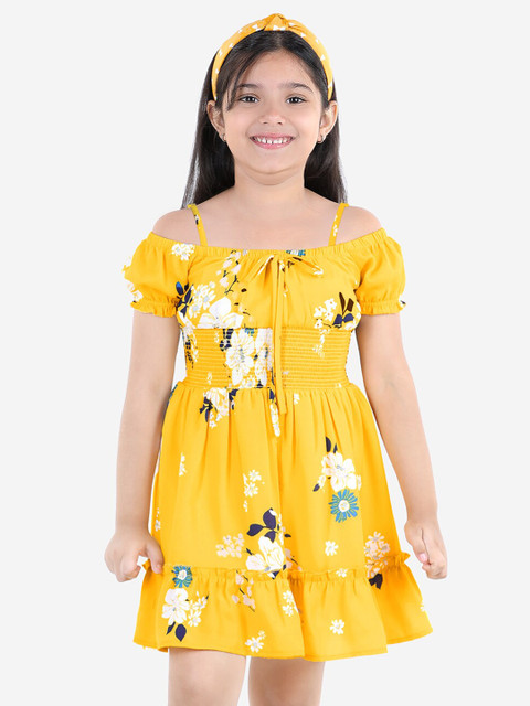 

Naughty Ninos Yellow Floral Printed Fit and Flare Dress