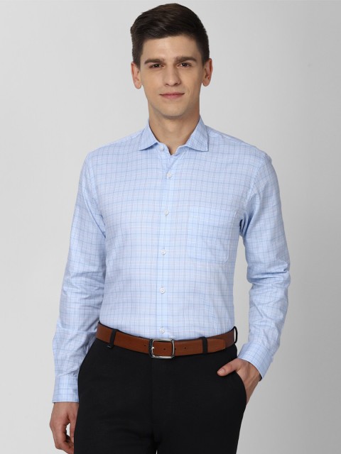 

Peter England Elite Men Blue Regular Fit Checked Formal Shirt