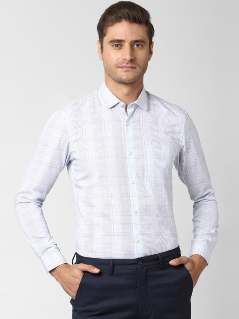 

Peter England Elite Men White Slim Fit Opaque Checked Formal Shirt