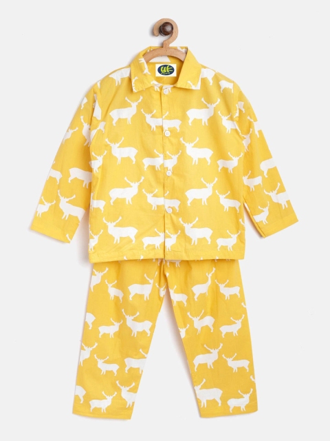 

YK Kids Yellow & White Printed Night suit
