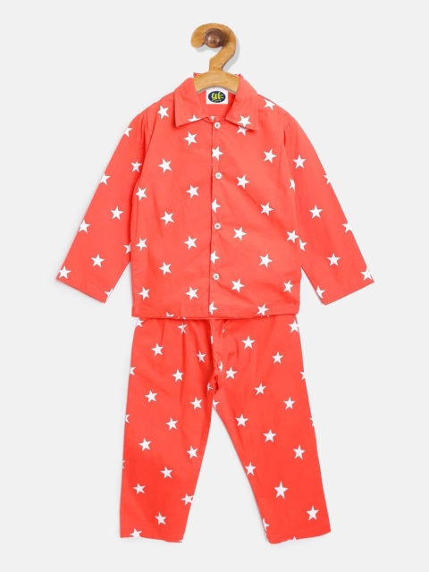 

YK Kids Red & White Printed Night Suit