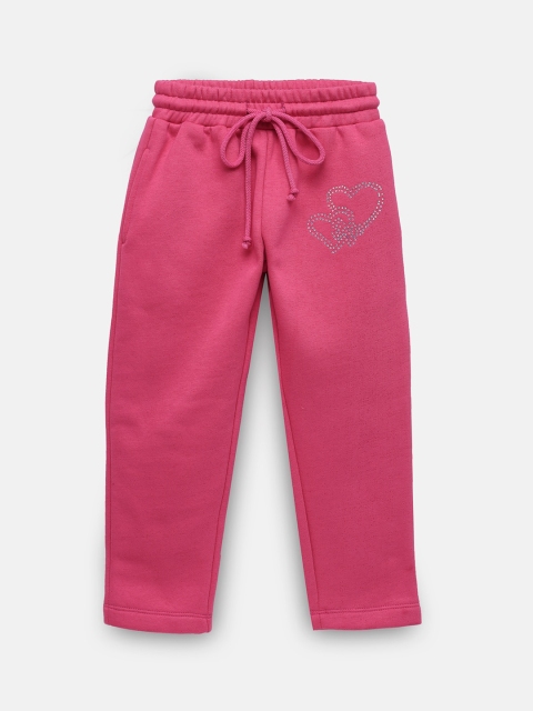 

NYNSH Girls Pink Solid Cotton Track Pants
