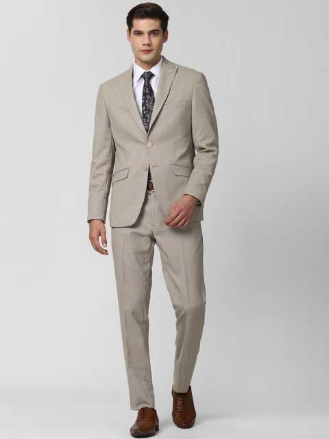 

Peter England Elite Men Beige 2-Piece Single Breasted Formal Suit