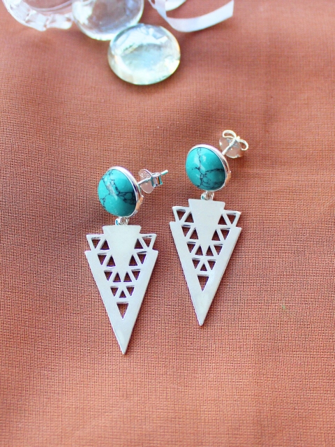 

ERILINE JEWELRY Silver-Toned Contemporary Drop Earrings
