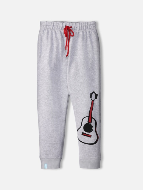 

You Got Plan B Unisex Kids Grey & Red Guitar Print Pure Cotton Joggers