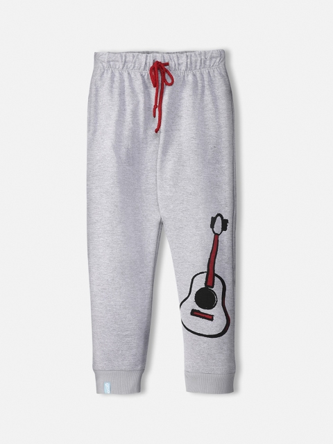 

You Got Plan B Kids Grey & Black Solid Pure Cotton Joggers