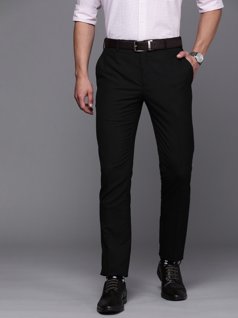 

Raymond Men Black Slim Fit Solid Mid Rise Formal Trousers