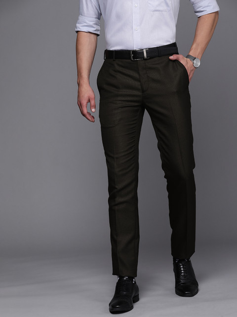 

Raymond Men Black Textured Slim Fit Formal Trousers