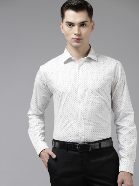 

Park Avenue Men White & Black Pure Cotton Slim Fit Printed Formal Shirt