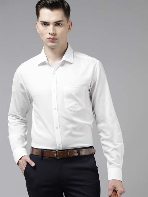 

Park Avenue Men White Cotton Linen Slim Fit Formal Shirt