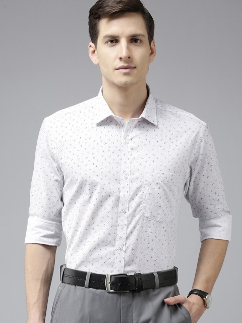 

Park Avenue Men White & Orange Printed Slim Fit Pure Cotton Formal Shirt