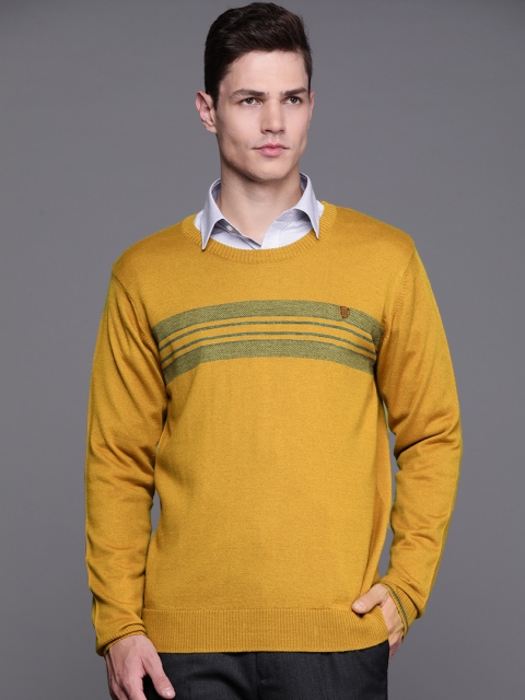 

Raymond Men Mustard Yellow Striped Pullover