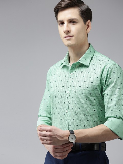 

Park Avenue Men Light Green Slim Fit Printed Pure Cotton Semiformal Shirt