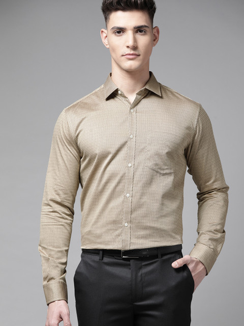 

Park Avenue Men Pure Cotton Khaki Slim Fit Formal Shirt